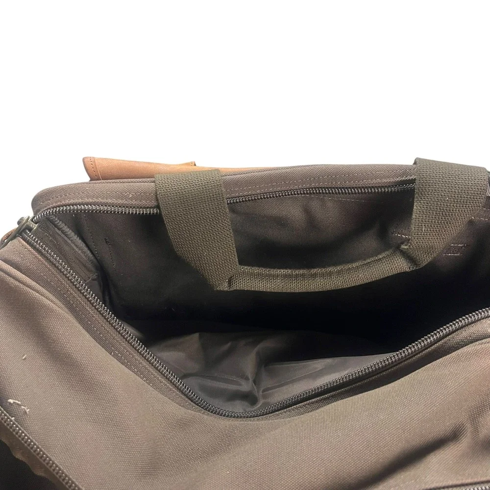 Cabelas Canvas Leather Messenger Bag Brown Briefcase Laptop Shoulder Bag 12691